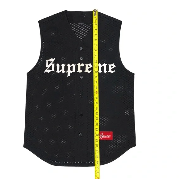 Supreme SS16 Sleeveless Baseball Jersey Men's Size Large Mesh Black